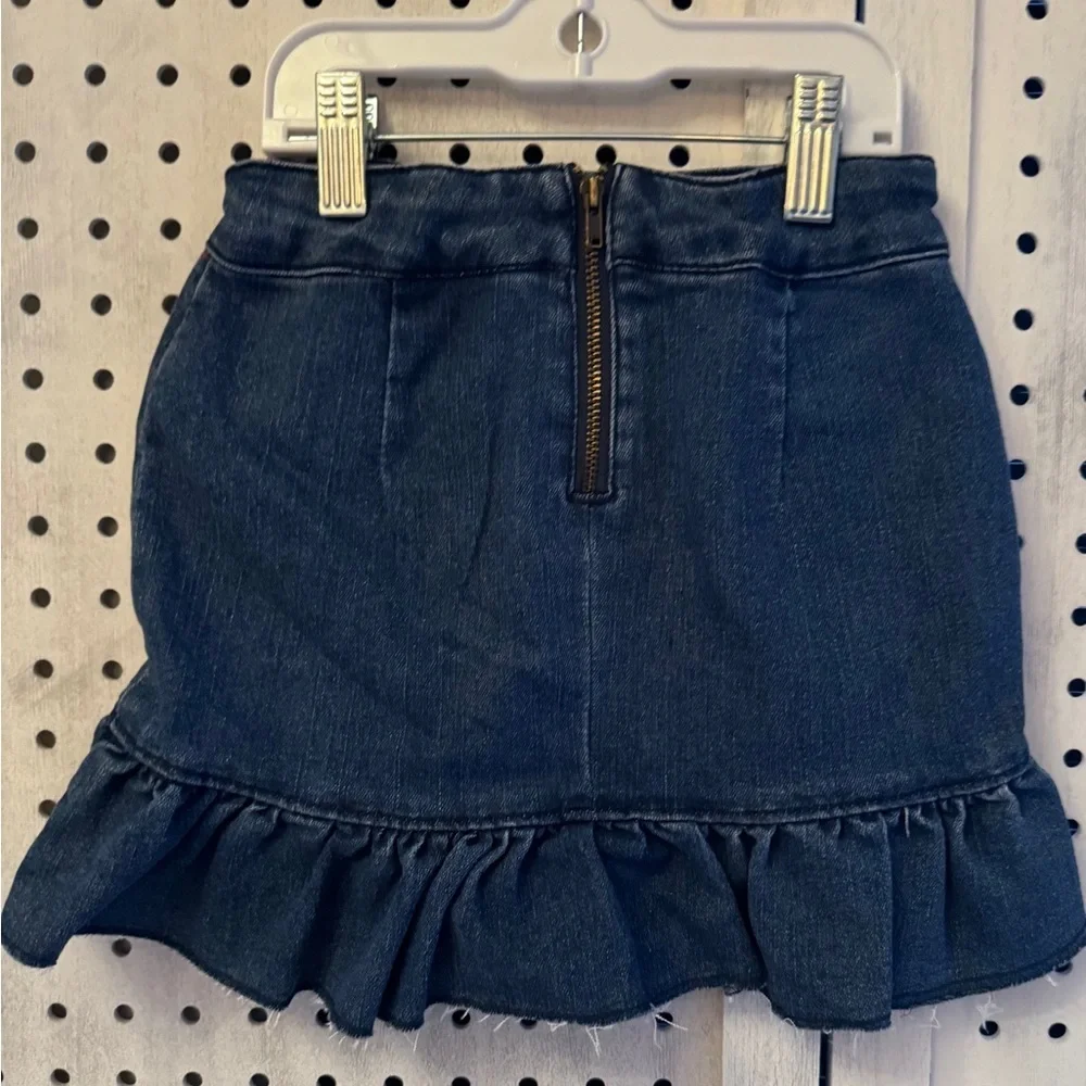 Cat & Jack Denim Ruffle Skirt Raw Hem Layered Girls XS 4/5 Trendy Boho